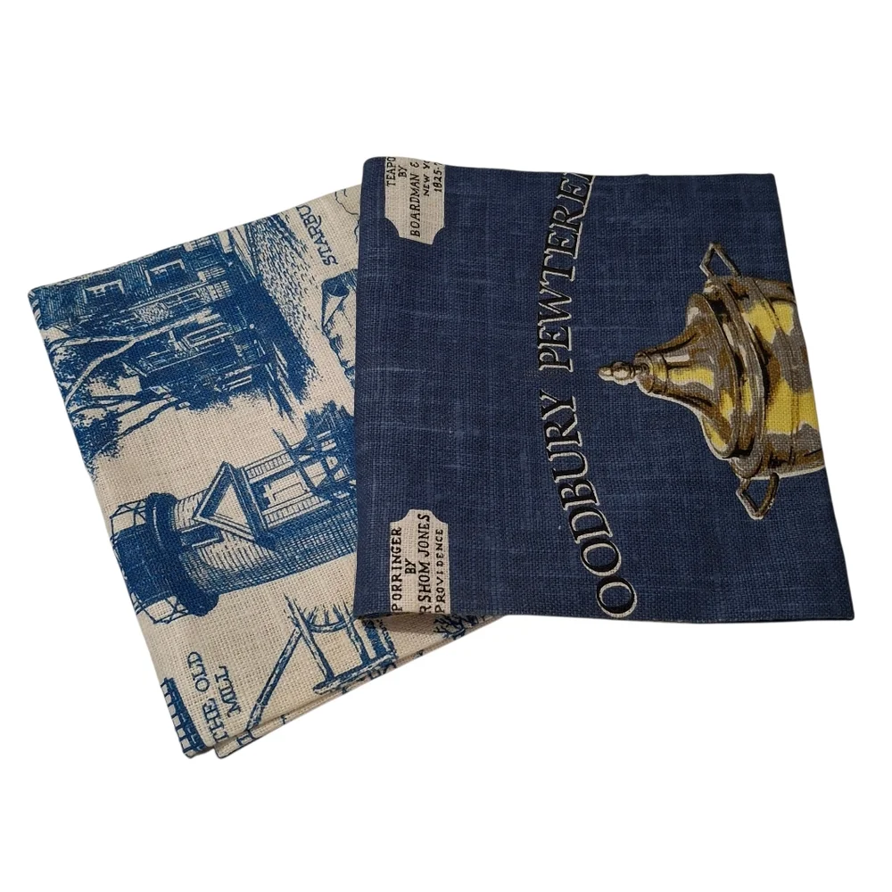 Set Of 2 New VTG New England Kay Dee Company Linen Tea Towels Woodbury Pewterers